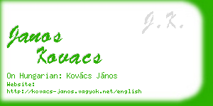 janos kovacs business card