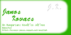 janos kovacs business card